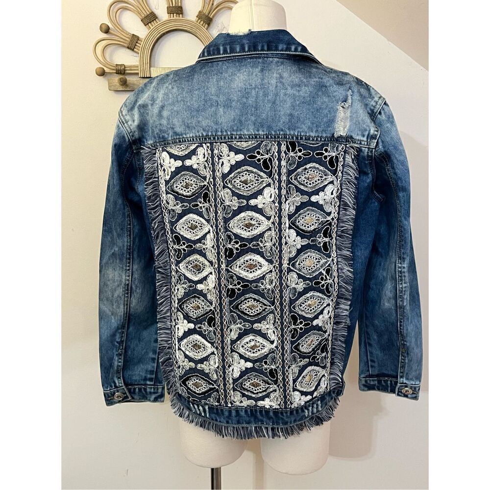 JAASE Embroidered Boho Denim Jean Jacket M - Picture 2 of 7